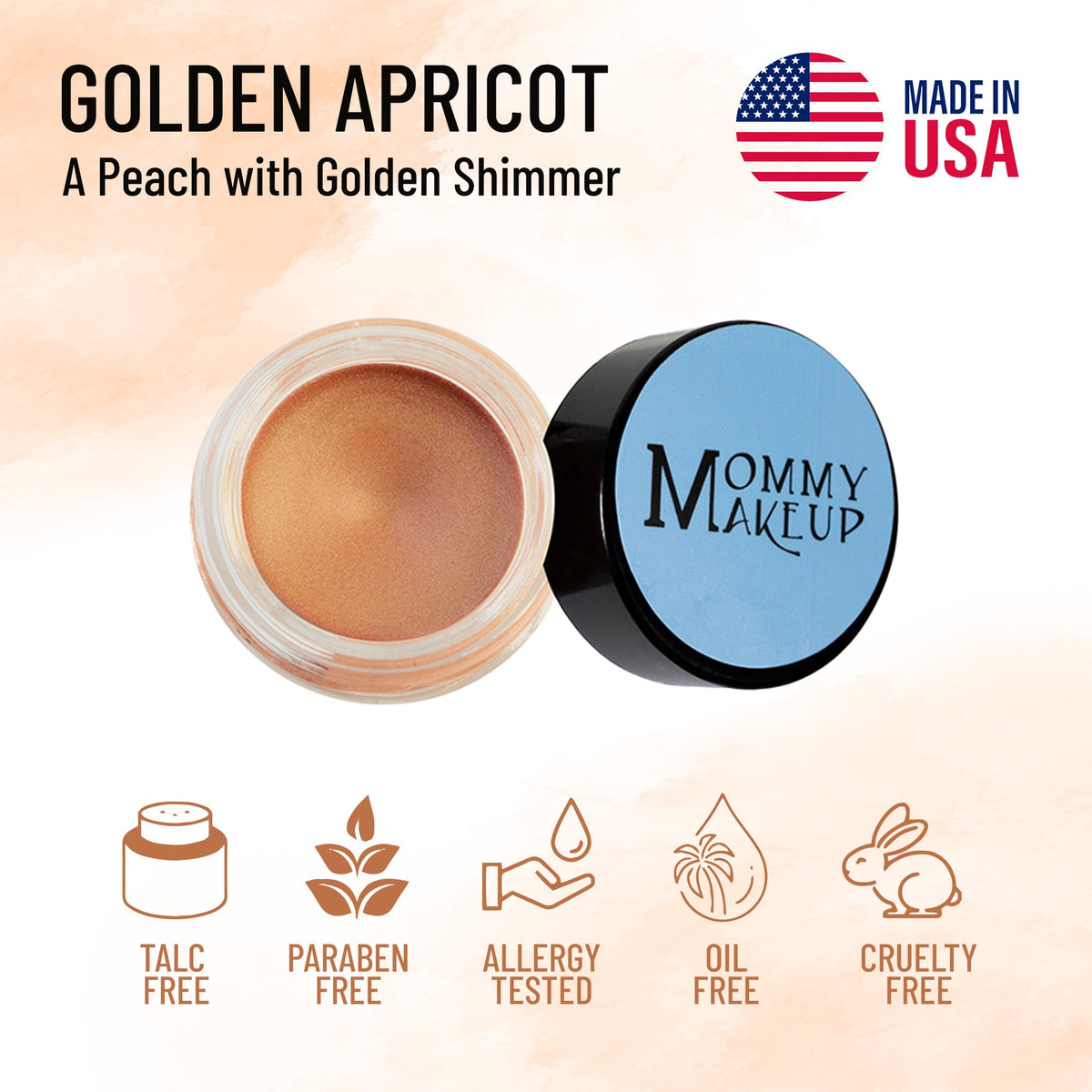 Golden Apricot Any Wear Creme - A Waterproof Multi-tasking creme to powder product for eyes, cheeks & lips. Can be worn anywhere - Snipetell