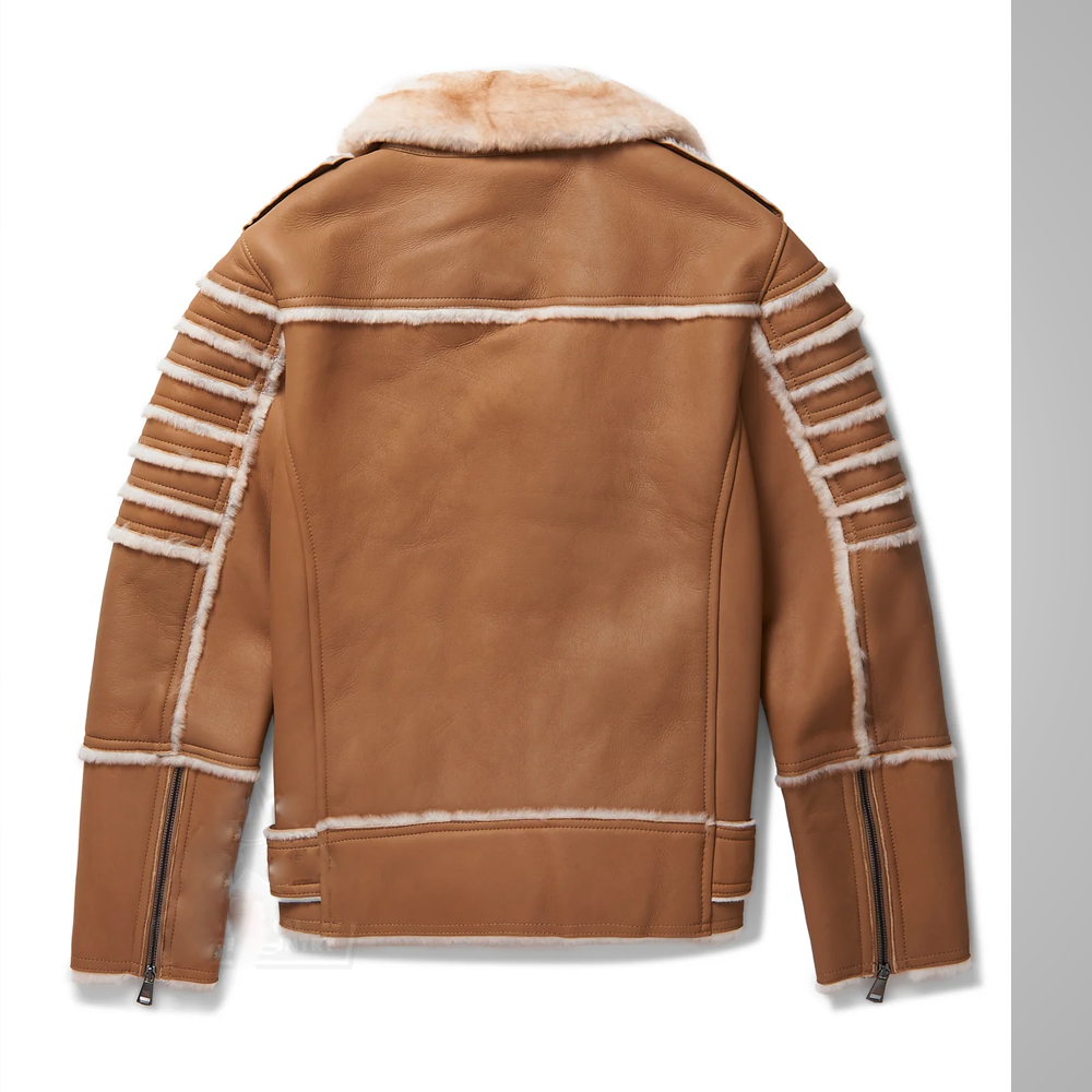 New Aviator Brown B3 Real Sheepskin Shearling Leather Bomber Flying Jacket for Men