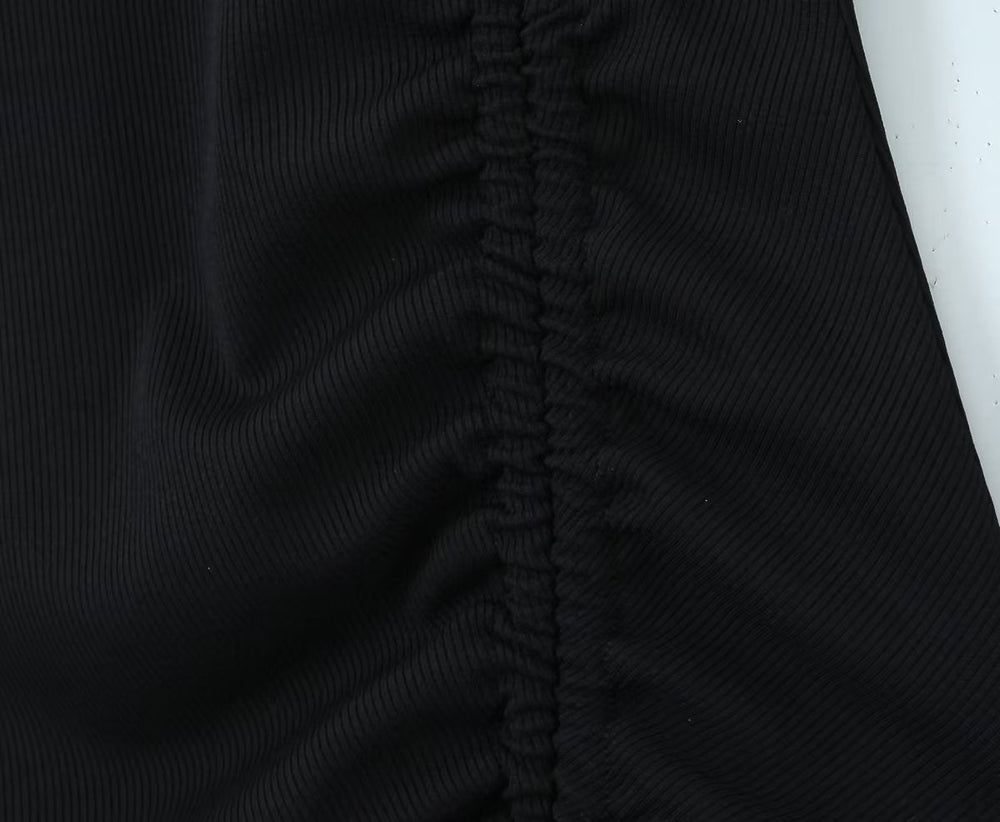 Women Clothing Spring Sexy Hollow Out Drawstring Lace Knitted Dress Hip Dress