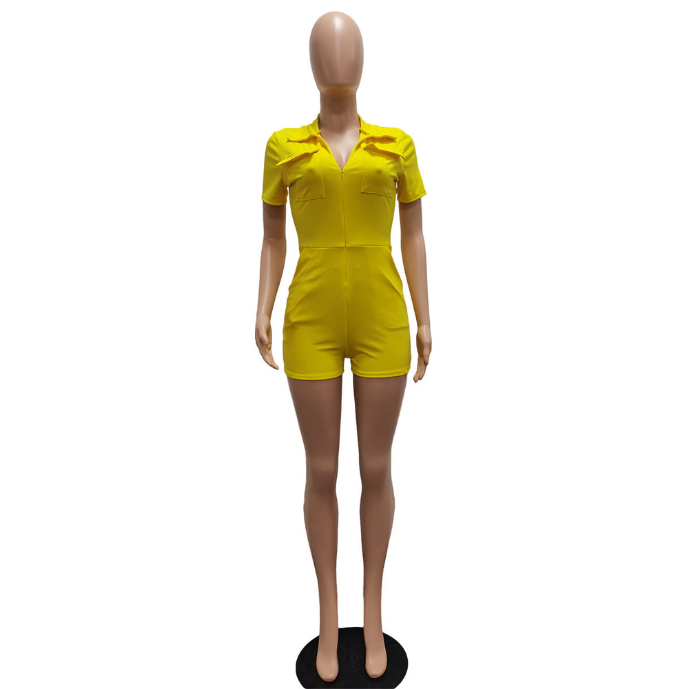 Sexy Solid Color Multi Pocket Jumpsuit