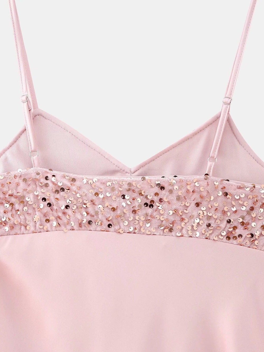 Women Summer Sequined Decorative Short Strap Dress