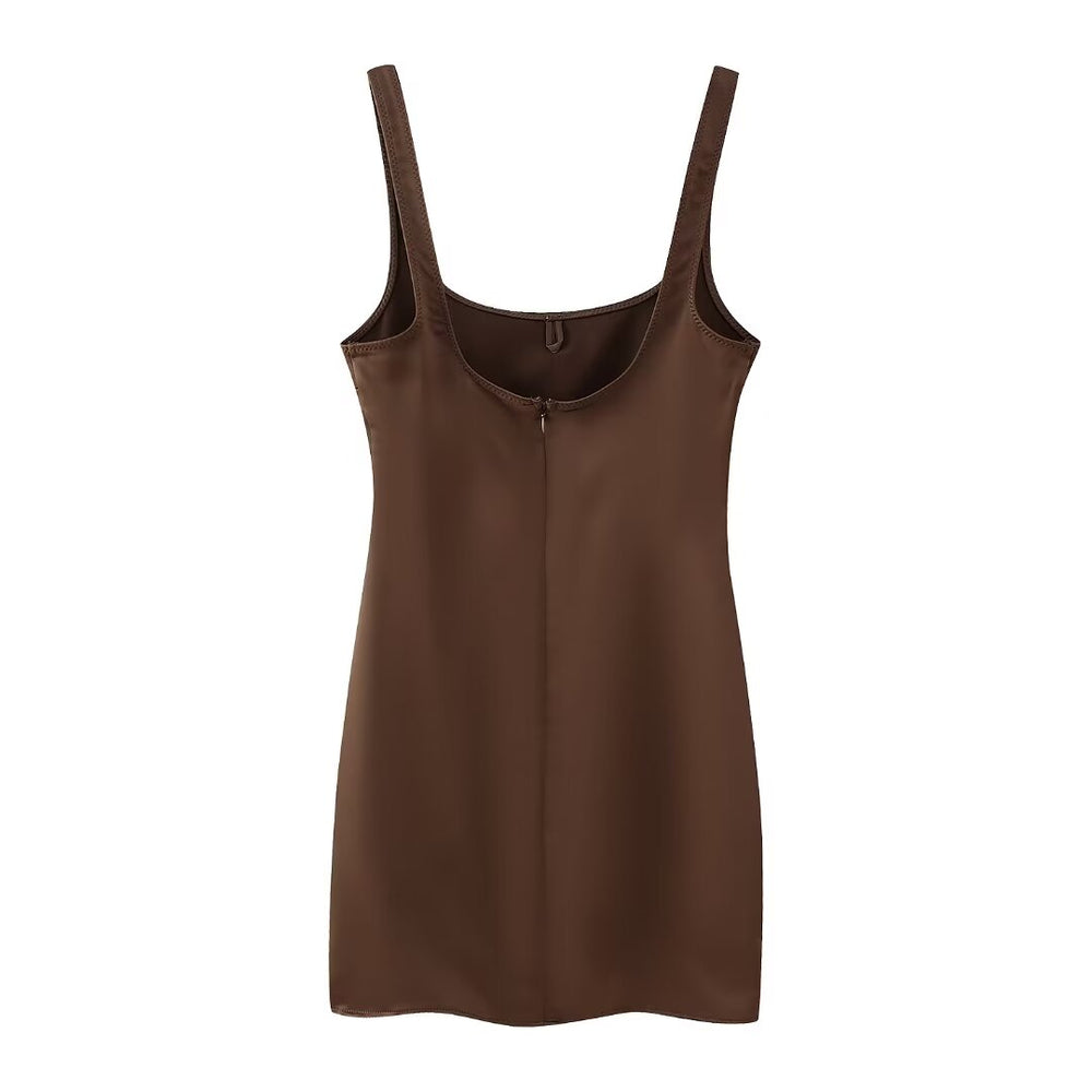 Winter Women Clothing Silk Satin Texture Underwear Dress
