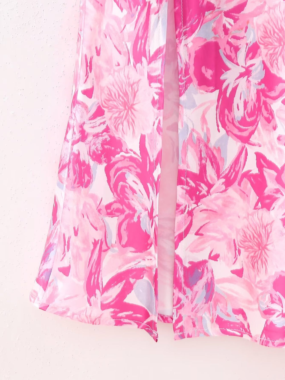 Spring Women Pink Oblique Shoulder Printed Cropped Outfit Sleeveless Dress