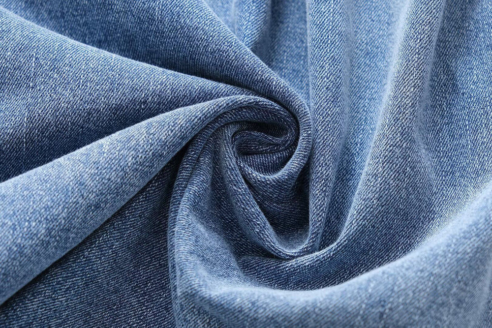 Women Clothing French Casual Pleated Washed Denim Dress Chic