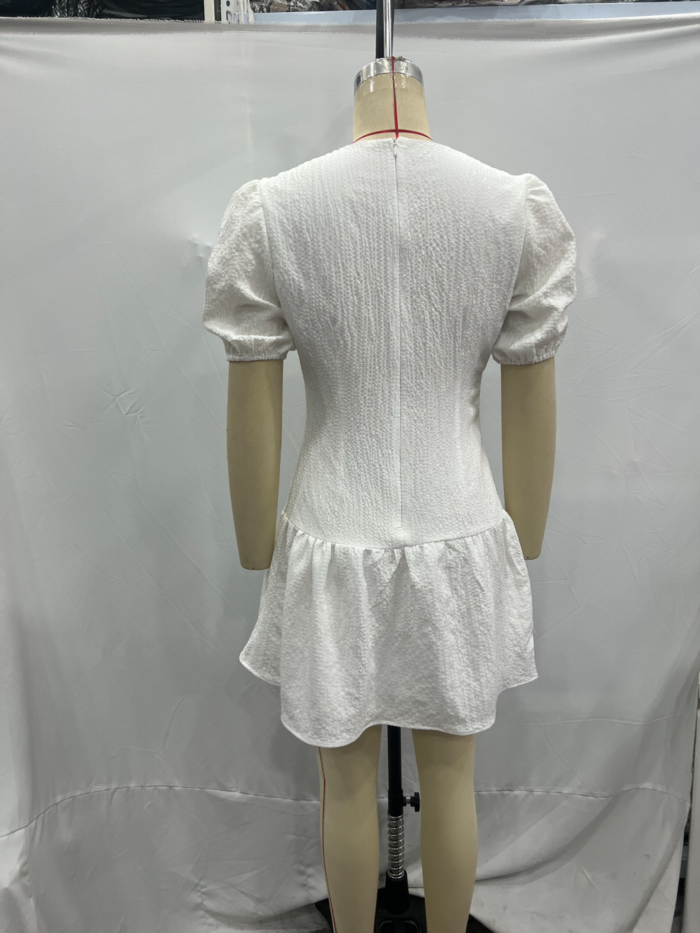 Summer Hollow Out Cutout Embroidered Mid Length Ruffled Dress White Ruffled Women