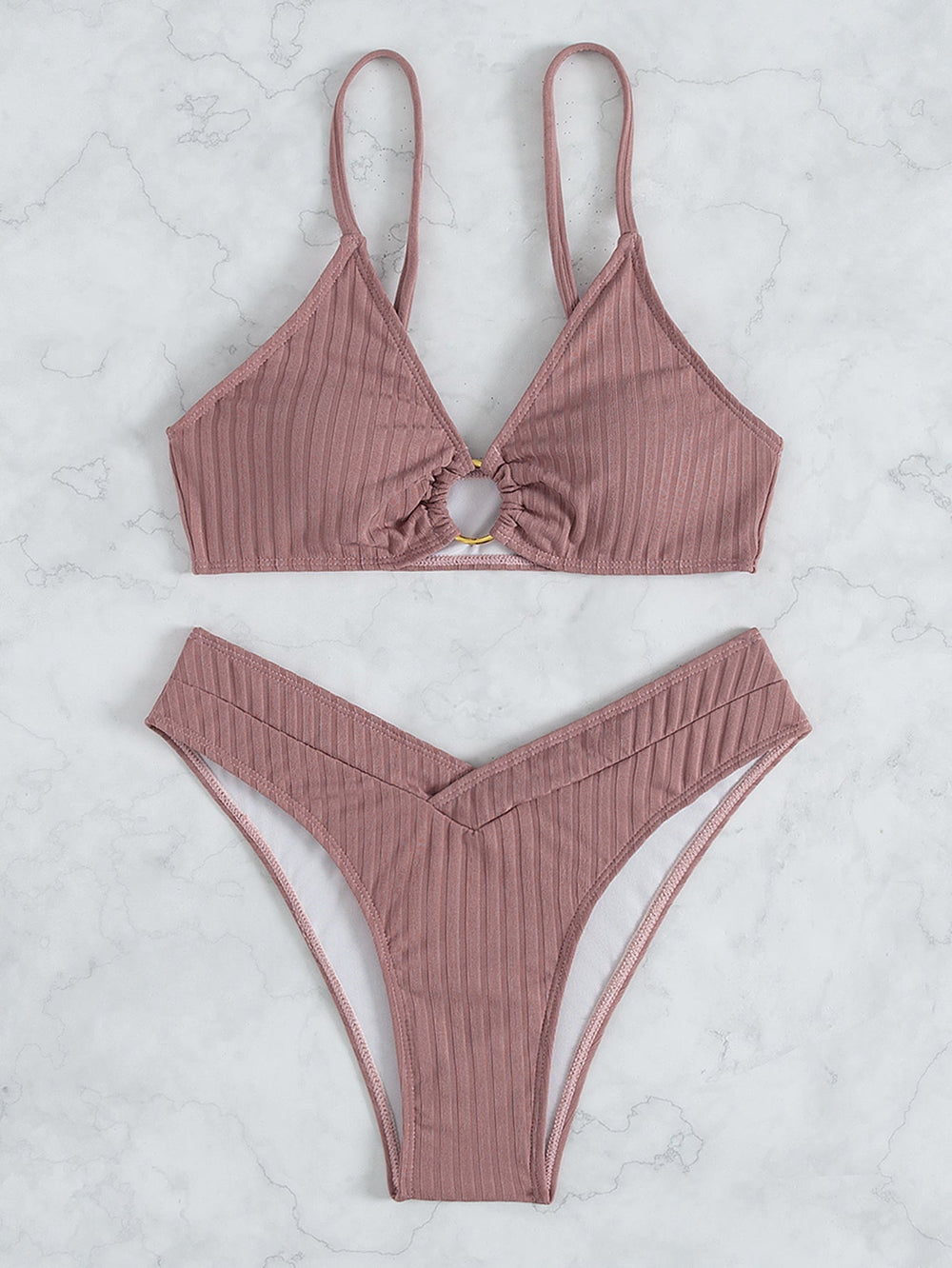 Bikini Swimsuit Sexy Bikini Solid Color V Shaped Pants Swimsuit