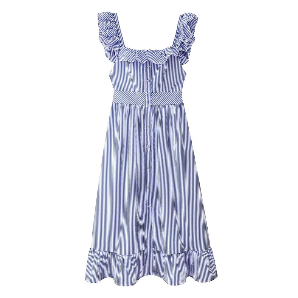 Spring Flounce Oversized Plaid Sleeveless Dress