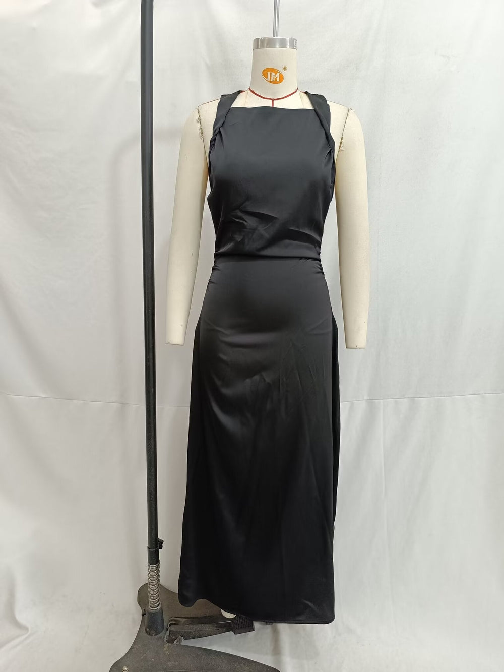 Women Spring Festival Slim Silk Satin Texture Midi Dress