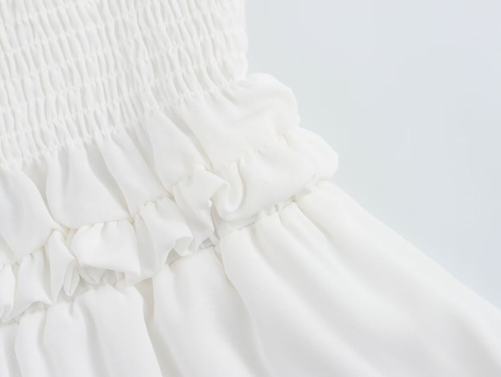Spring Women Clothing Casual Simple Flying Sleeves Hollow Out Cutout Lace Dress