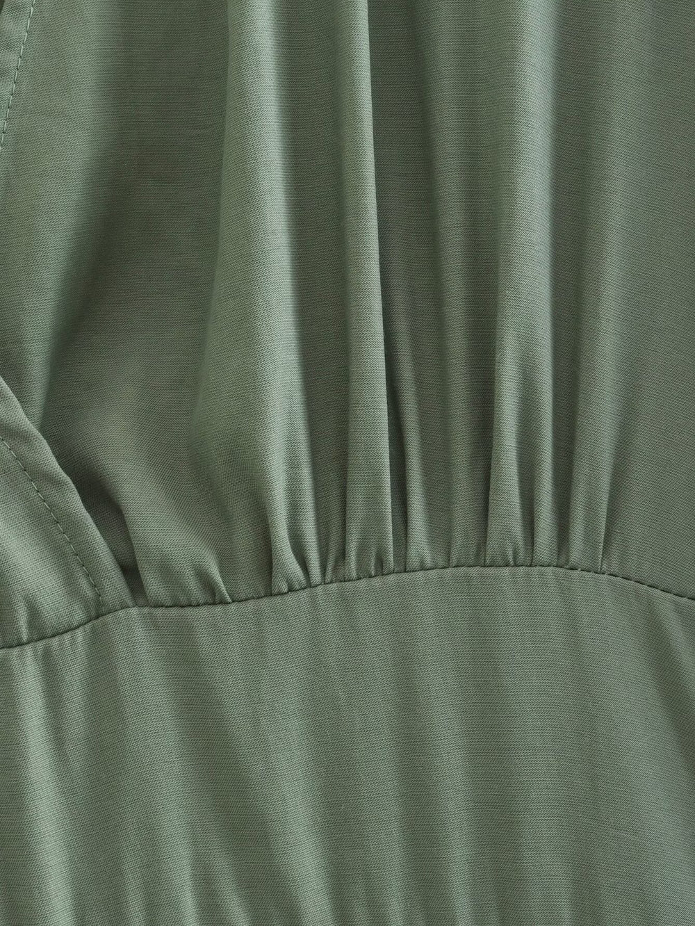 Spring Women Clothing Army Green Long Sleeve Pleated Dress