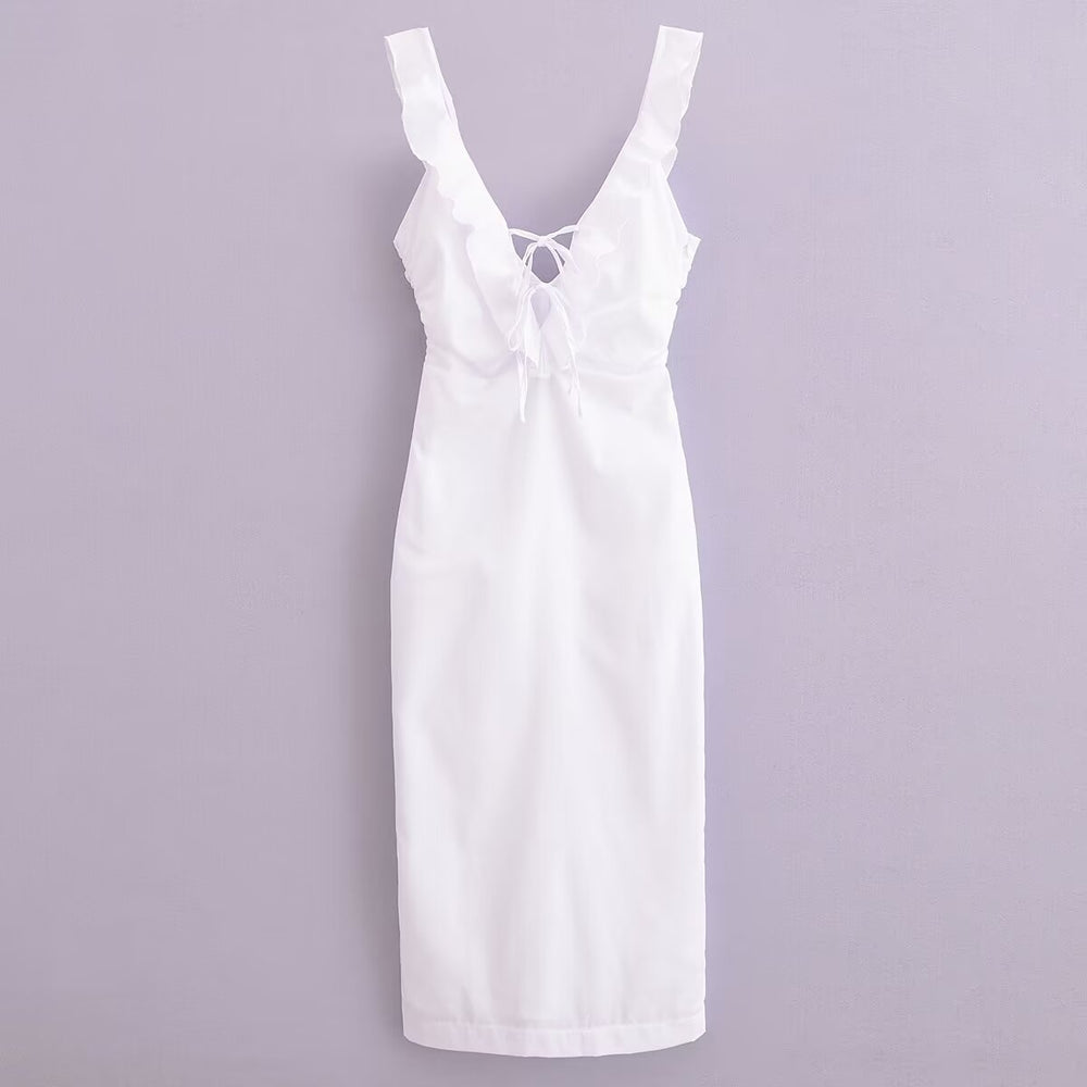 Summer Women Street Elegant Ruffle Dress