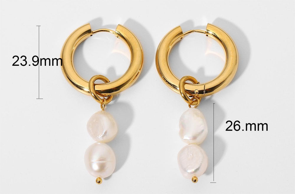 18K Gold Stainless Steel Earrings Personality Pearl Earring Eardrop Women Jewelry Accessories