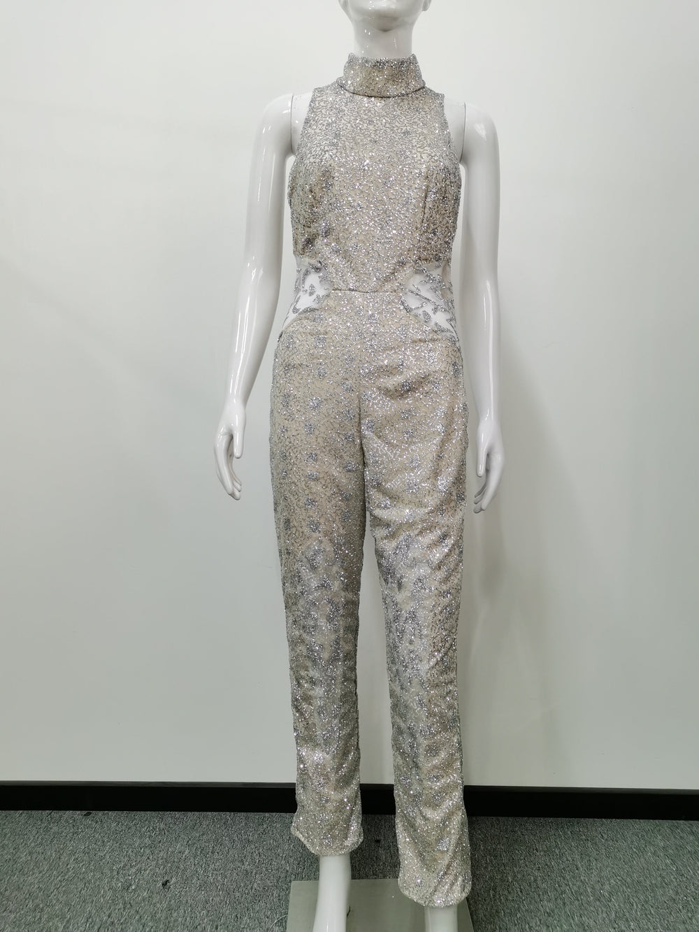 Autumn Winter Women Clothing Gold Sexy Sleeveless Trousers Jumpsuit