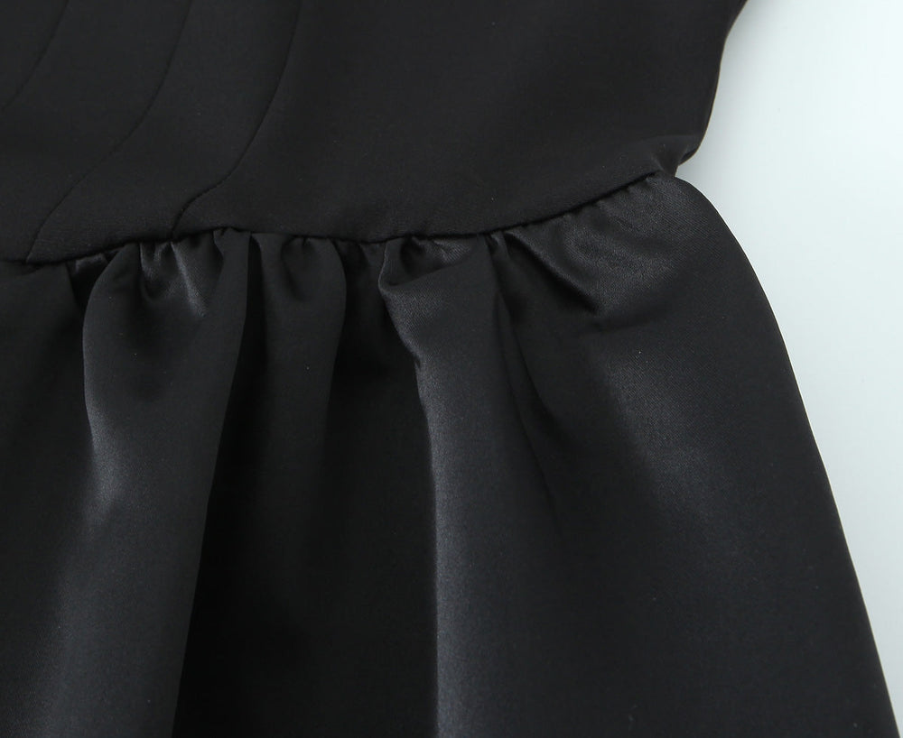Women Solid Color Frill Strap Slim Fit Patchwork Casual Sling Dress