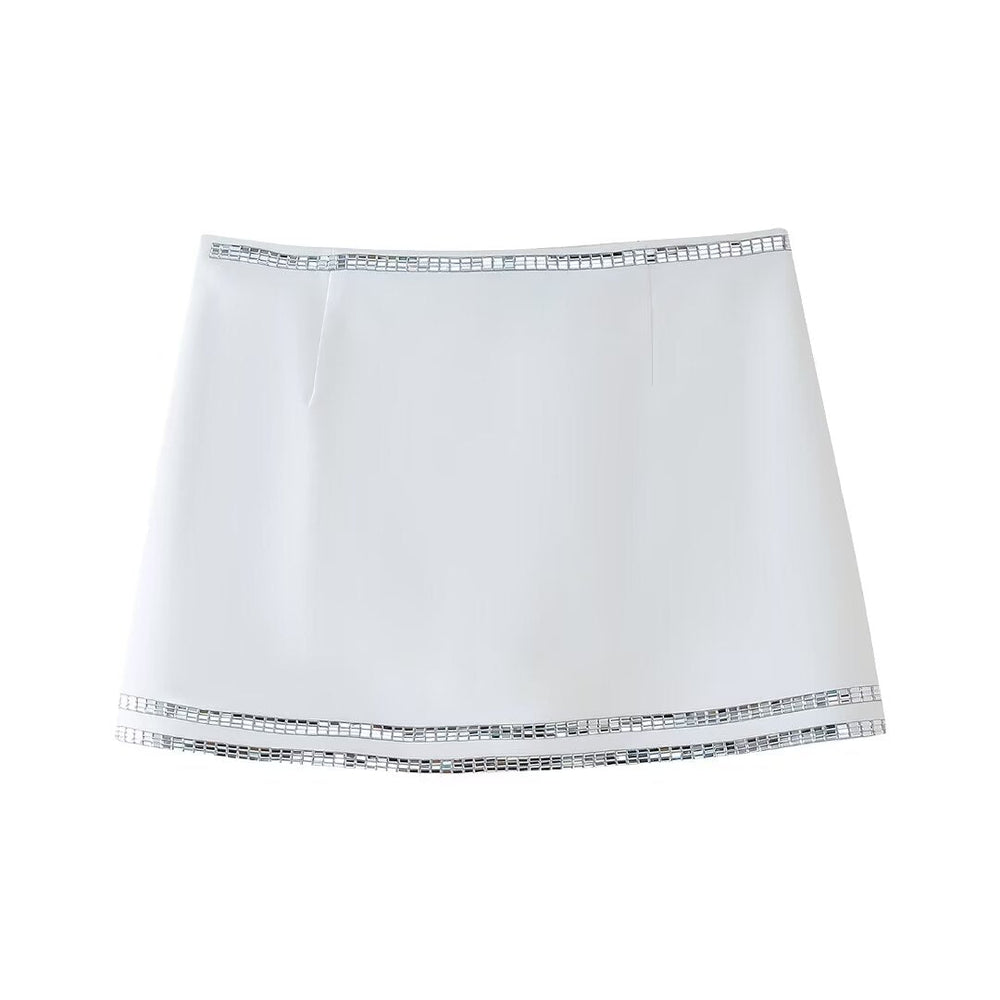 Summer Women Jewelry Inlaid Top Tube Top Short Type Skirt Set Women