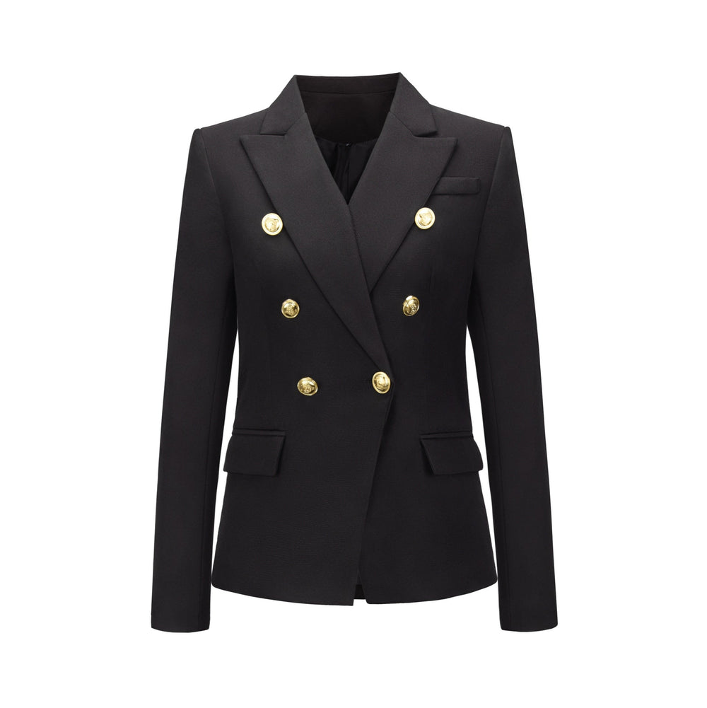 New Women Clothes Coat Autumn Winter Small Houndstooth Fashion Short Double Breasted Coat Blazer