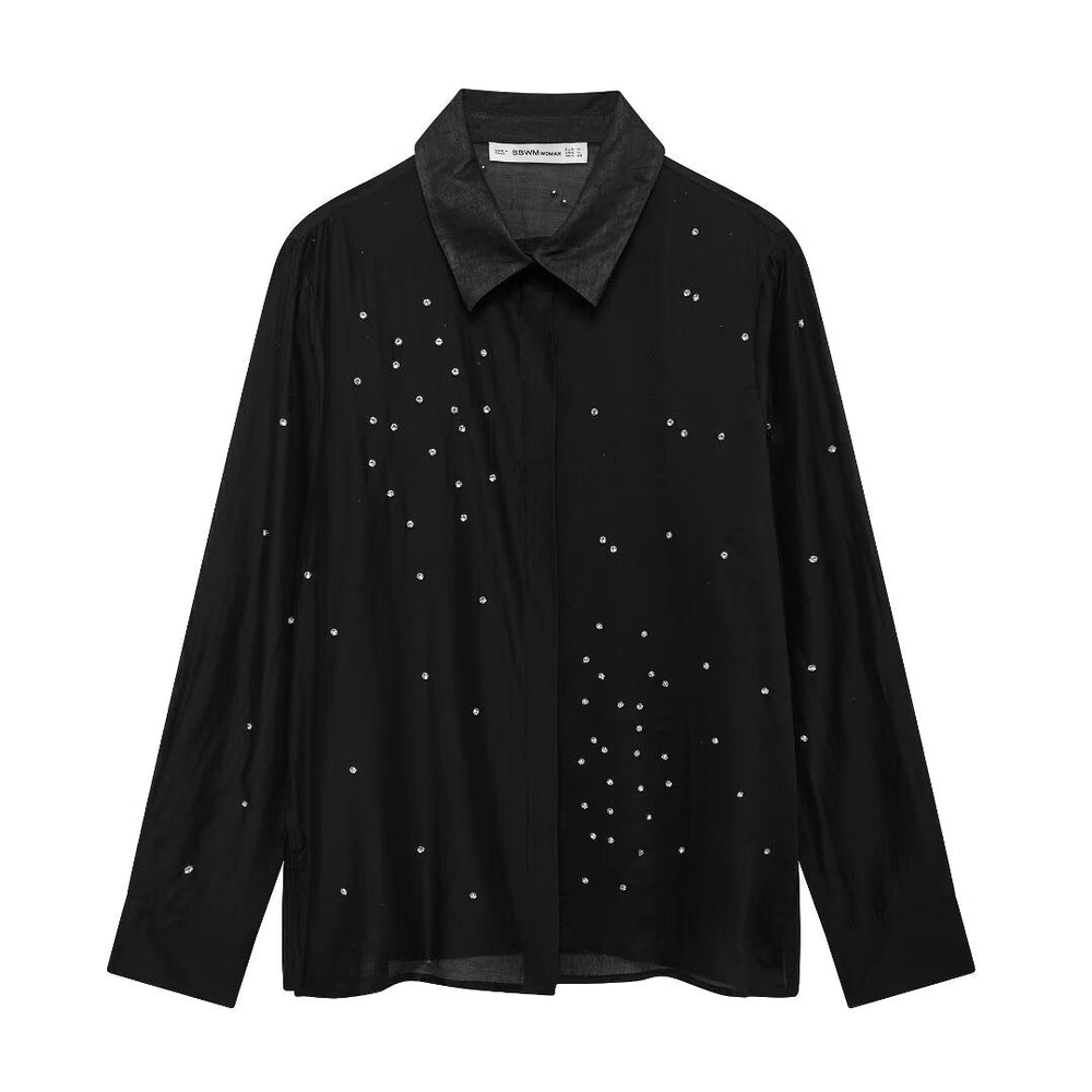 Fall Women Clothing Simple Jewelry Embroidery Shirt