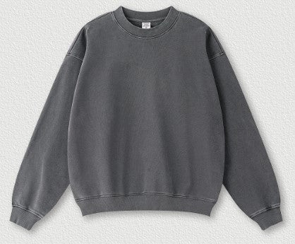 Autumn Worn Looking Washed-out Basic Brand Vibe round Neck Sweatshirt Men's Long-Sleeved Shirt