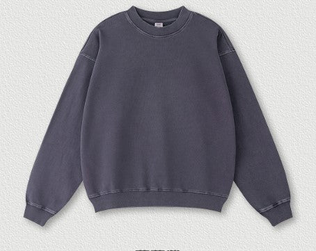 Autumn Worn Looking Washed-out Basic Brand Vibe round Neck Sweatshirt Men's Long-Sleeved Shirt
