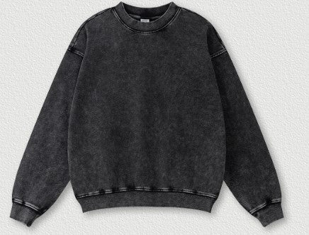 Autumn Worn Looking Washed-out Basic Brand Vibe round Neck Sweatshirt Men's Long-Sleeved Shirt