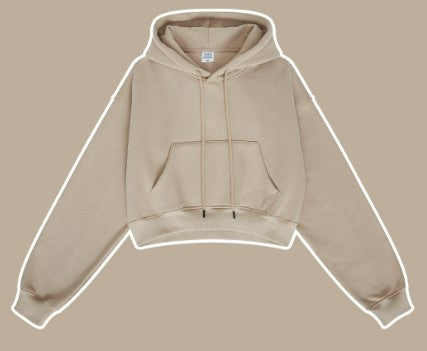 Clothing Autumn Winter Retro Hooded Pullover Women's Fleece-lined Thickened Sexy Short Women's Sweatshirt