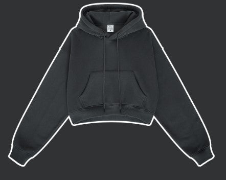 Clothing Autumn Winter Retro Hooded Pullover Women's Fleece-lined Thickened Sexy Short Women's Sweatshirt