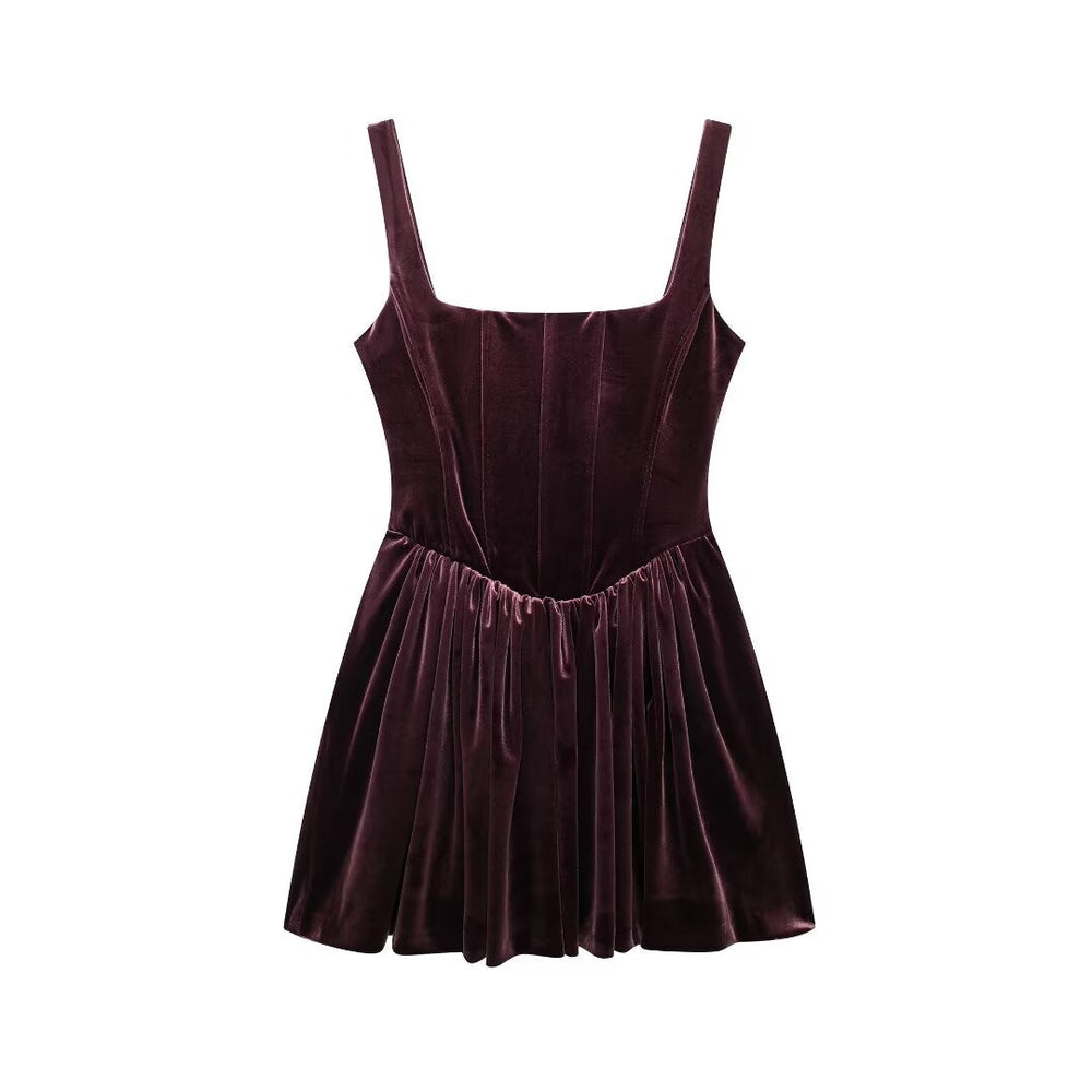 Women Clothing Autumn Velvet Corset Dress