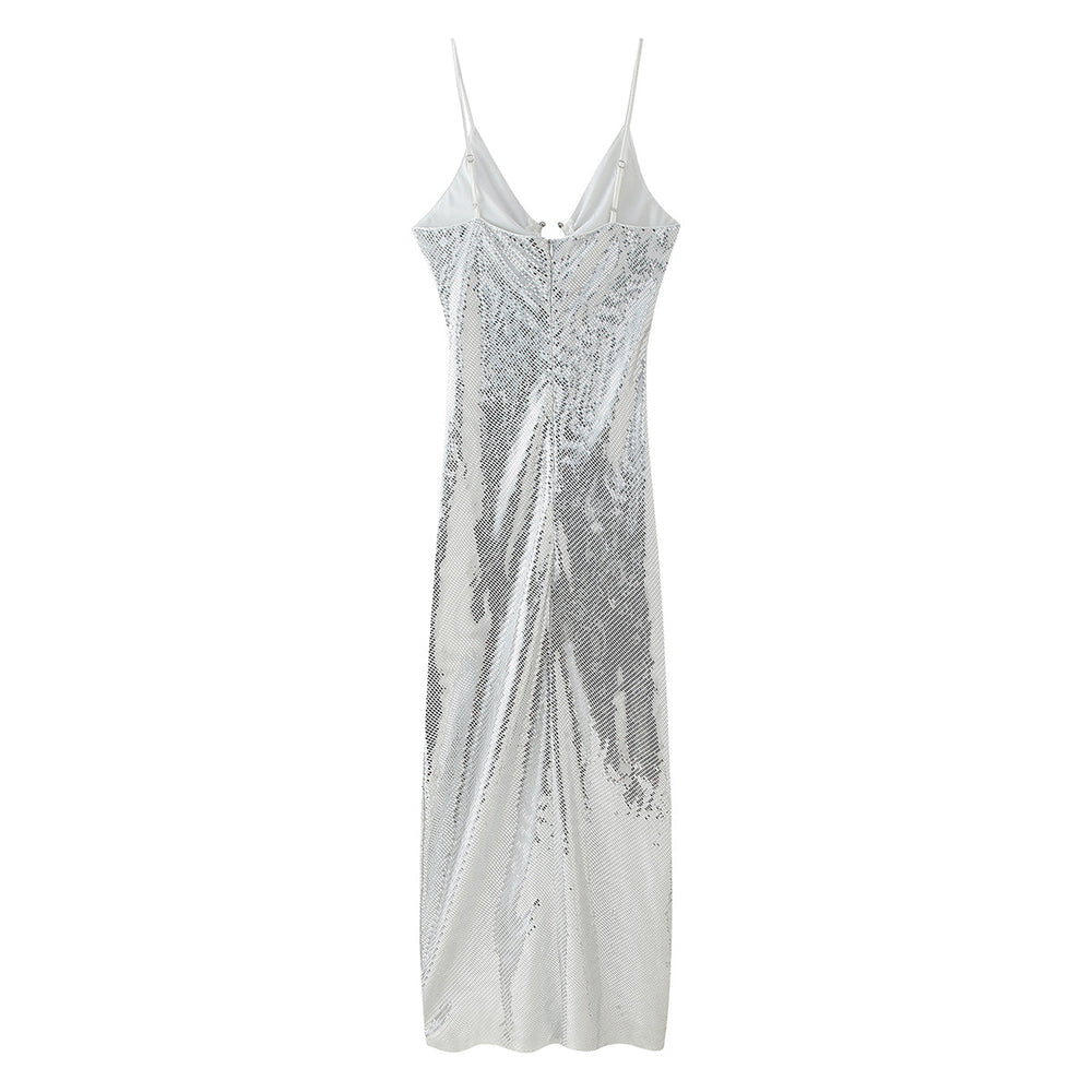 Women Clothing Sequined Long Hollow Cutout Decorative Suspender