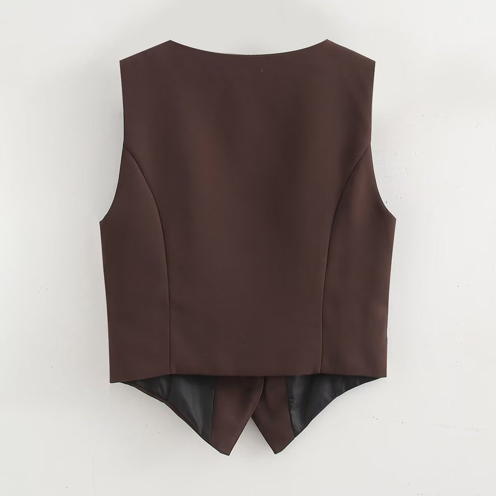 Fall Sets Women Clothing Side Slit Vest Wide Leg Pants