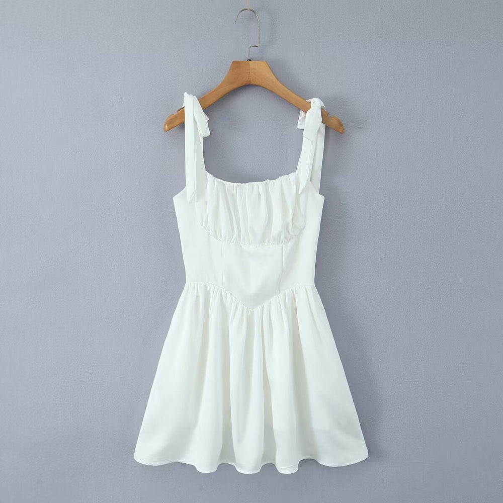 Summer Sexy Tight Fit Slim Fit Figure Flattering Bow Tied Spaghetti Strap Dress