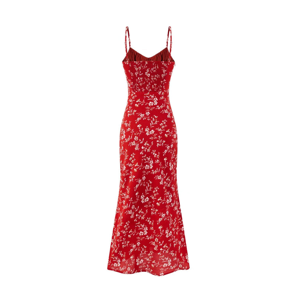 Summer Vintage Waist Controlled Slimming Sling Sheath Fishtail Dress Dress Women
