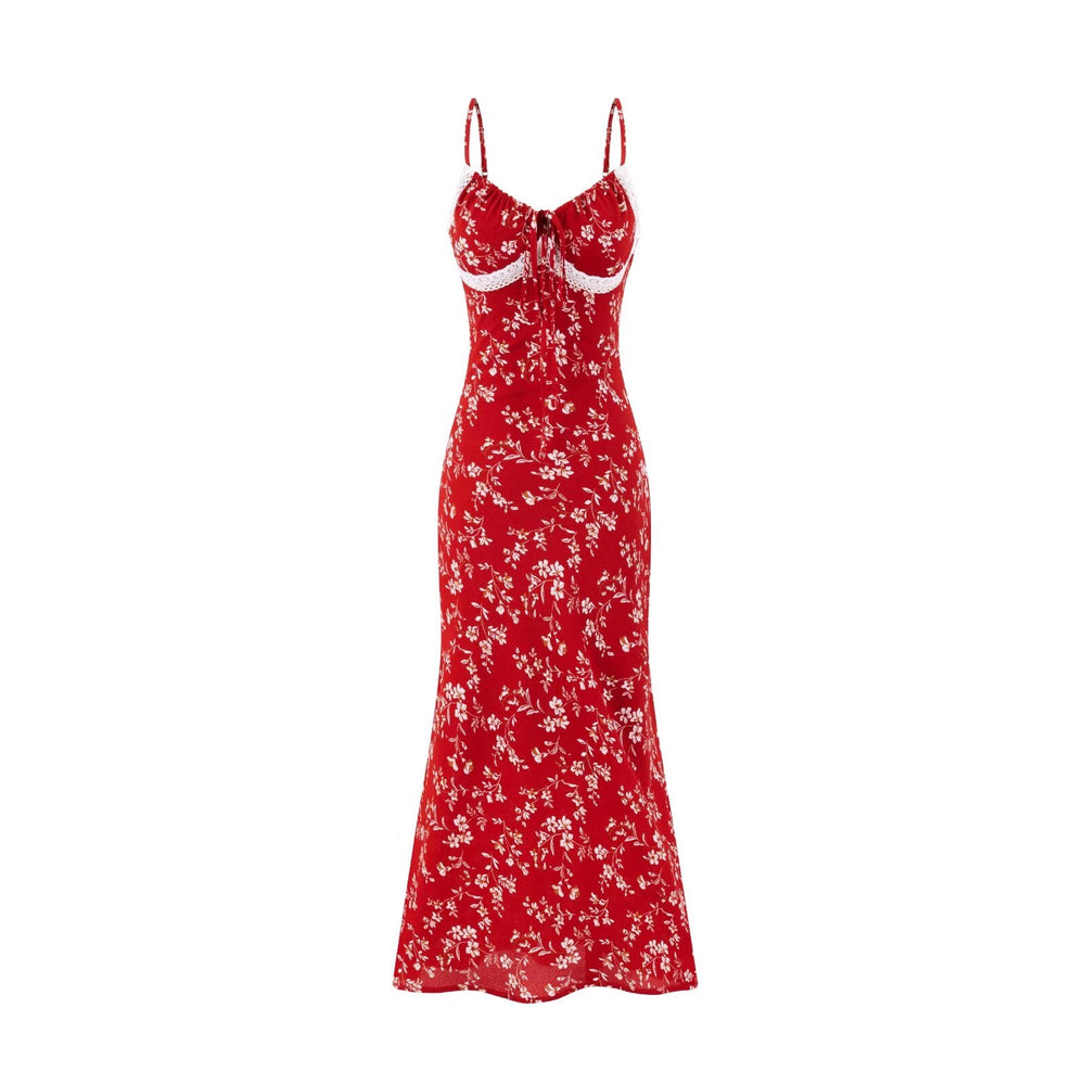 Summer Vintage Waist Controlled Slimming Sling Sheath Fishtail Dress Dress Women