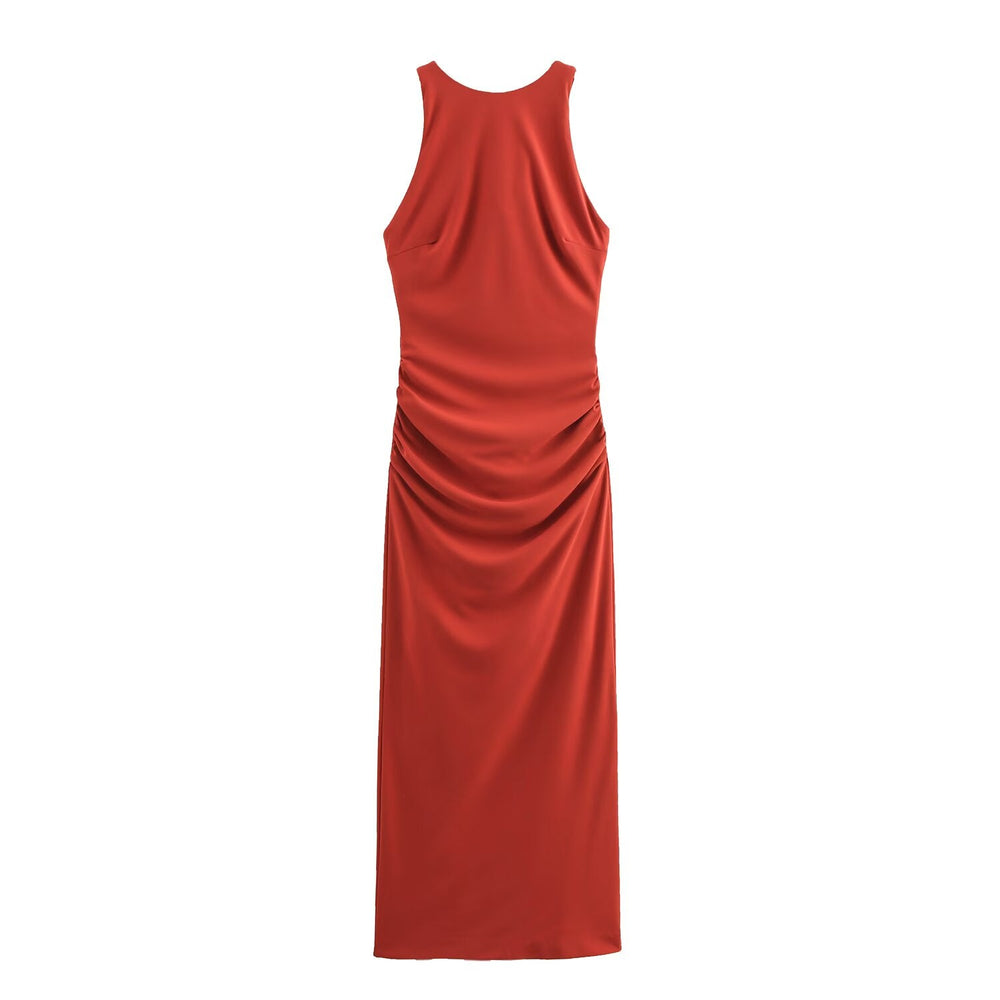 Summer Back Cross Hanging Collar Sleeveless Dress Women