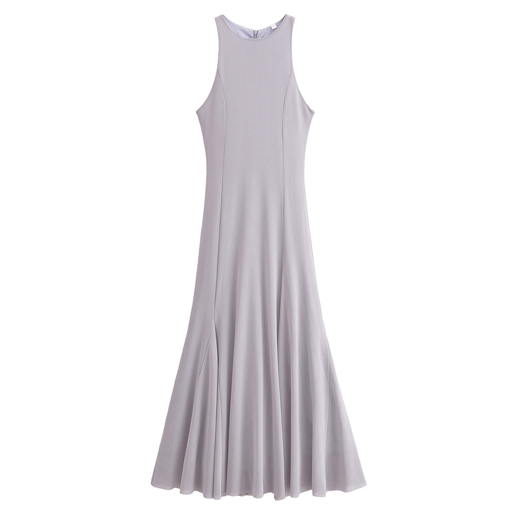 Spring Women Clothing Street Wide Swing Silk Net Sleeveless Dress