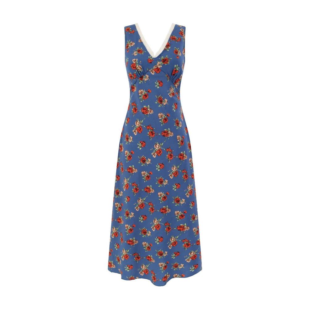 Spring Casual Vacation Floral V neck Lace up Waist Controlled Maxi Dress