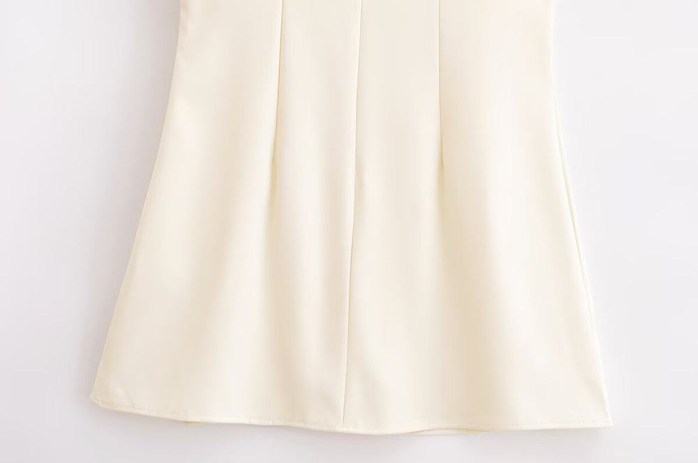 Spring Women Clothing Minimalist Bowknot Lace up Crew Neck Dress