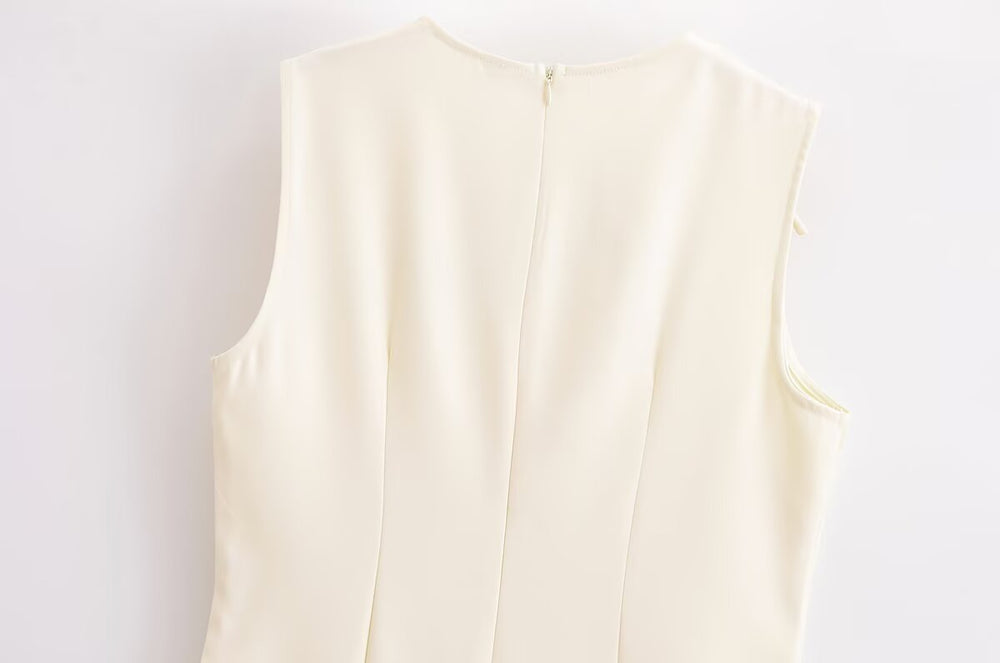 Spring Women Clothing Minimalist Bowknot Lace up Crew Neck Dress