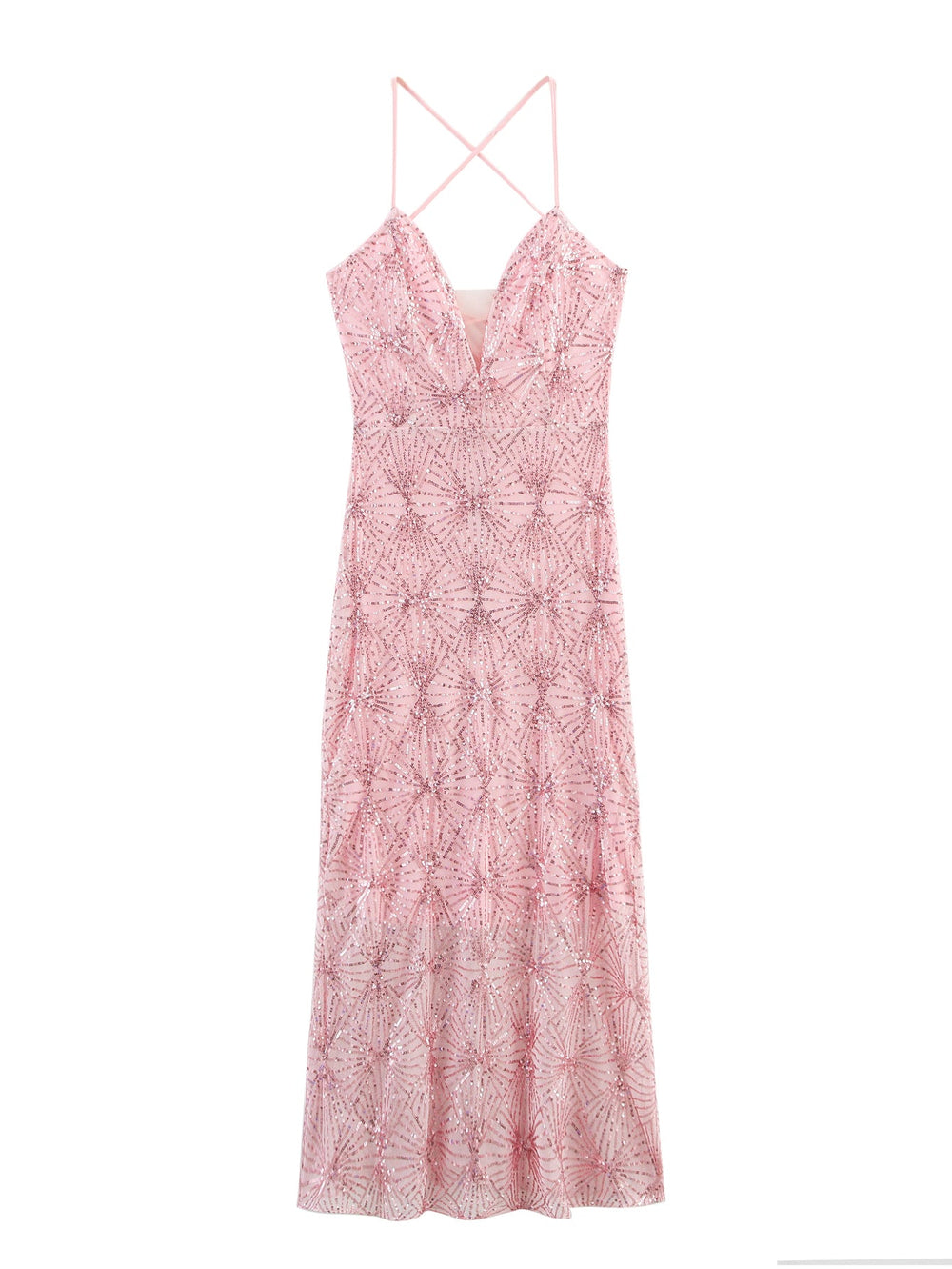 Women Clothing Summer Elegant Socialite Sequin Lace up Strapless Long Type Fishtail Dress