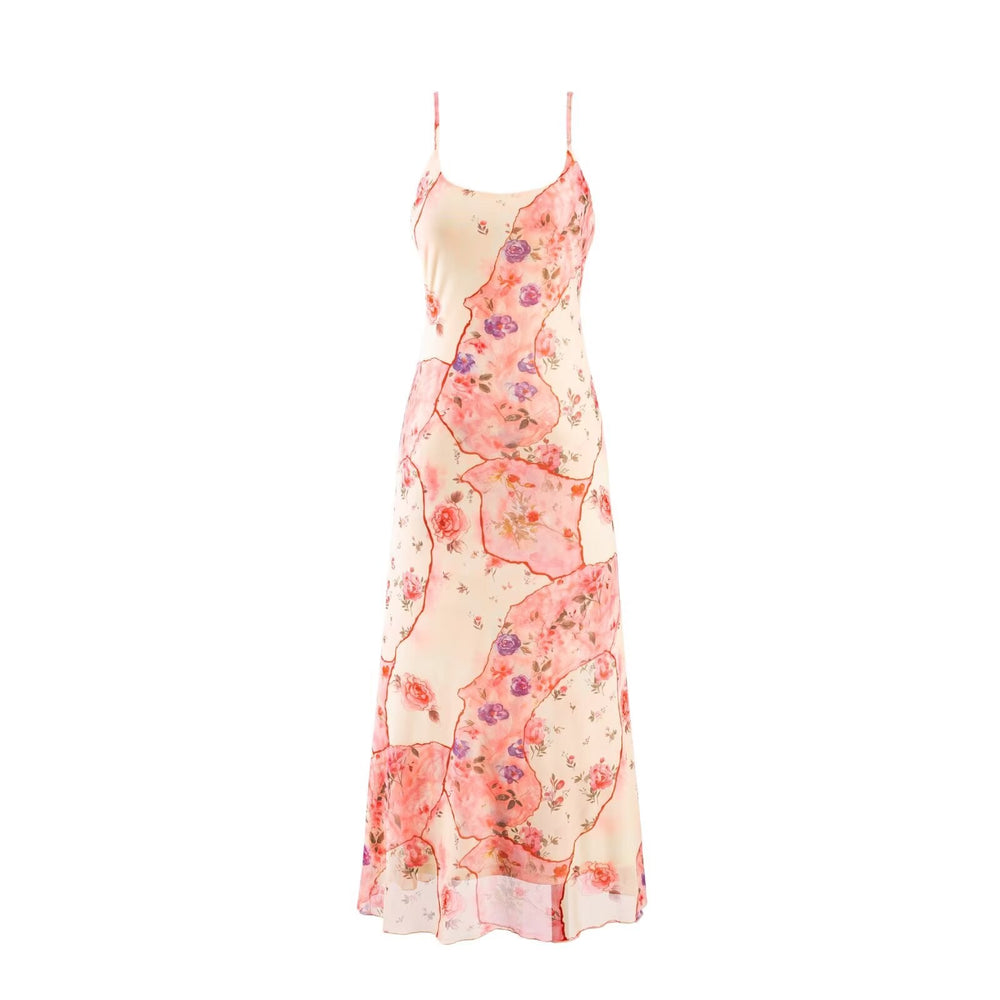 Vacation Printed Suspender Dress Summer Tight Waist Slim Sexy Dress Women