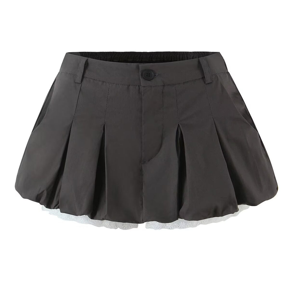 Sexy Wear Lace Bud Short Pantskirt Women Summer Low Waist Anti Exposure Slimming A line Skirt