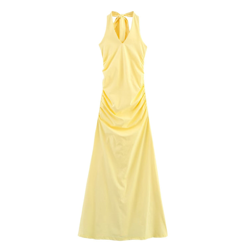 Summer Sexy Slim Fit Bare Back Hanging Collar Dress Women Dress