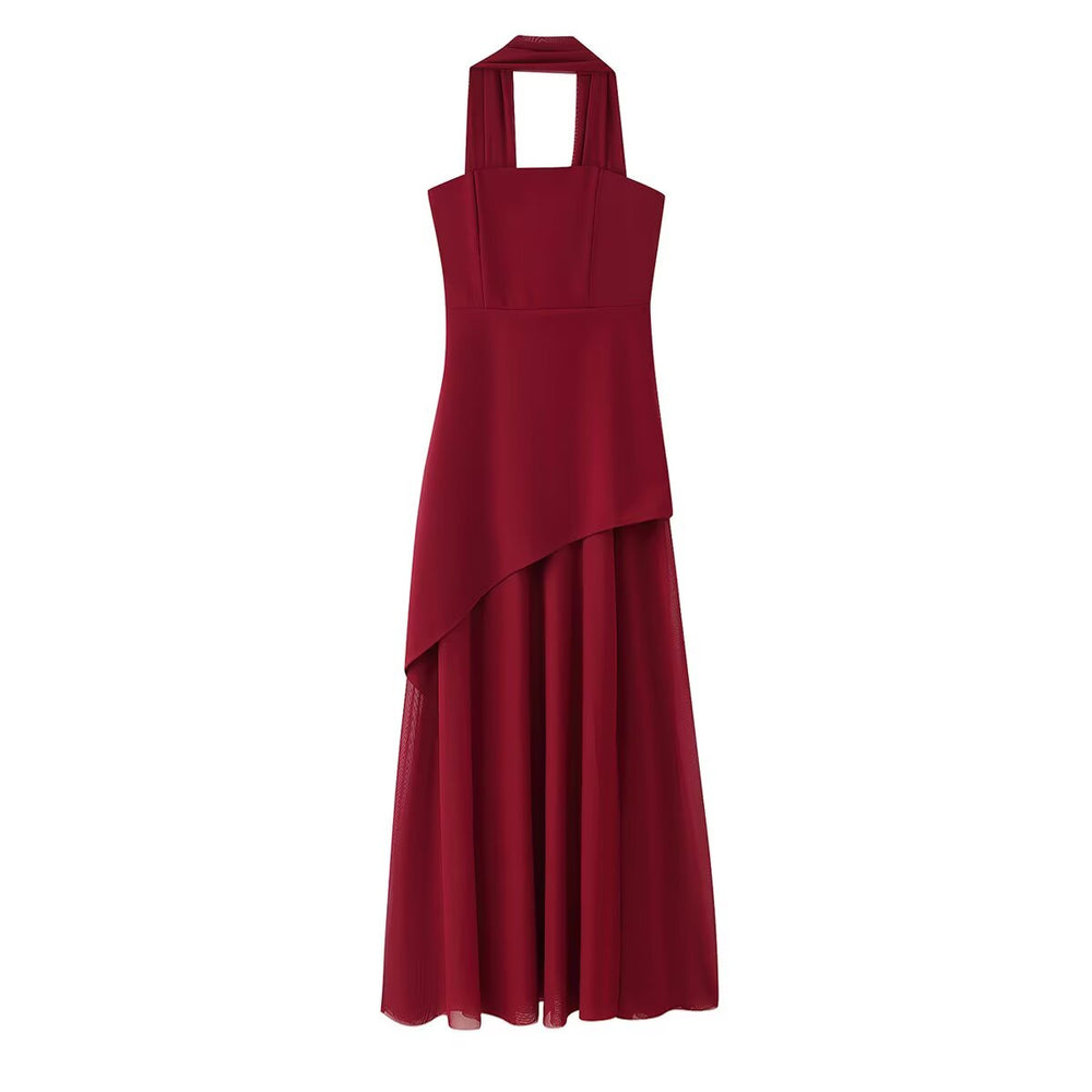 Summer Women Clothing Adult Lady like Woman Stitching Sweet Spicy Tube Top Dress with Ribbon