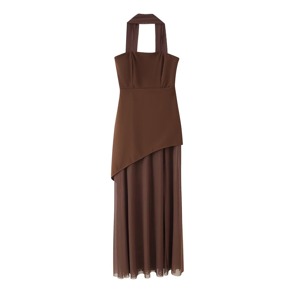 Summer Women Clothing Adult Lady like Woman Stitching Sweet Spicy Tube Top Dress with Ribbon