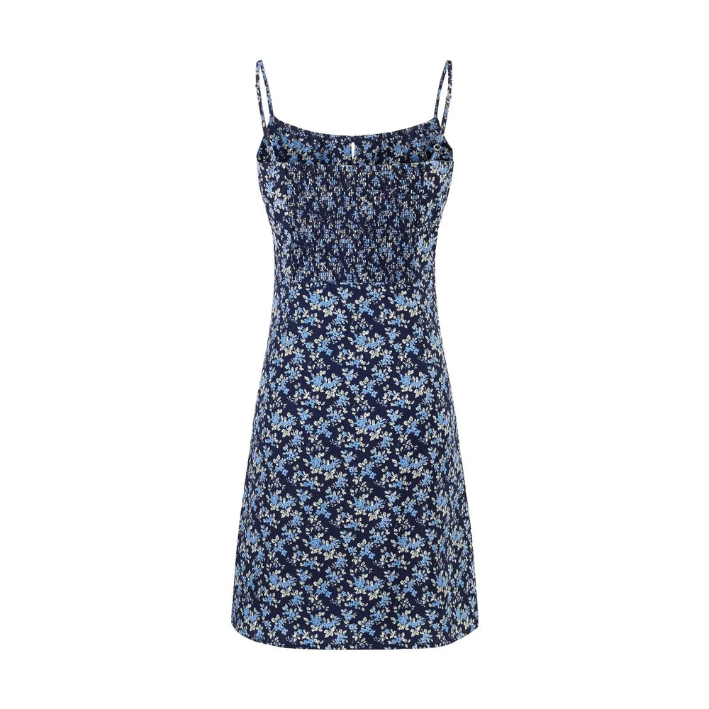 Summer High Waist Slim Floral Print Backless Slip Dress Women Dress