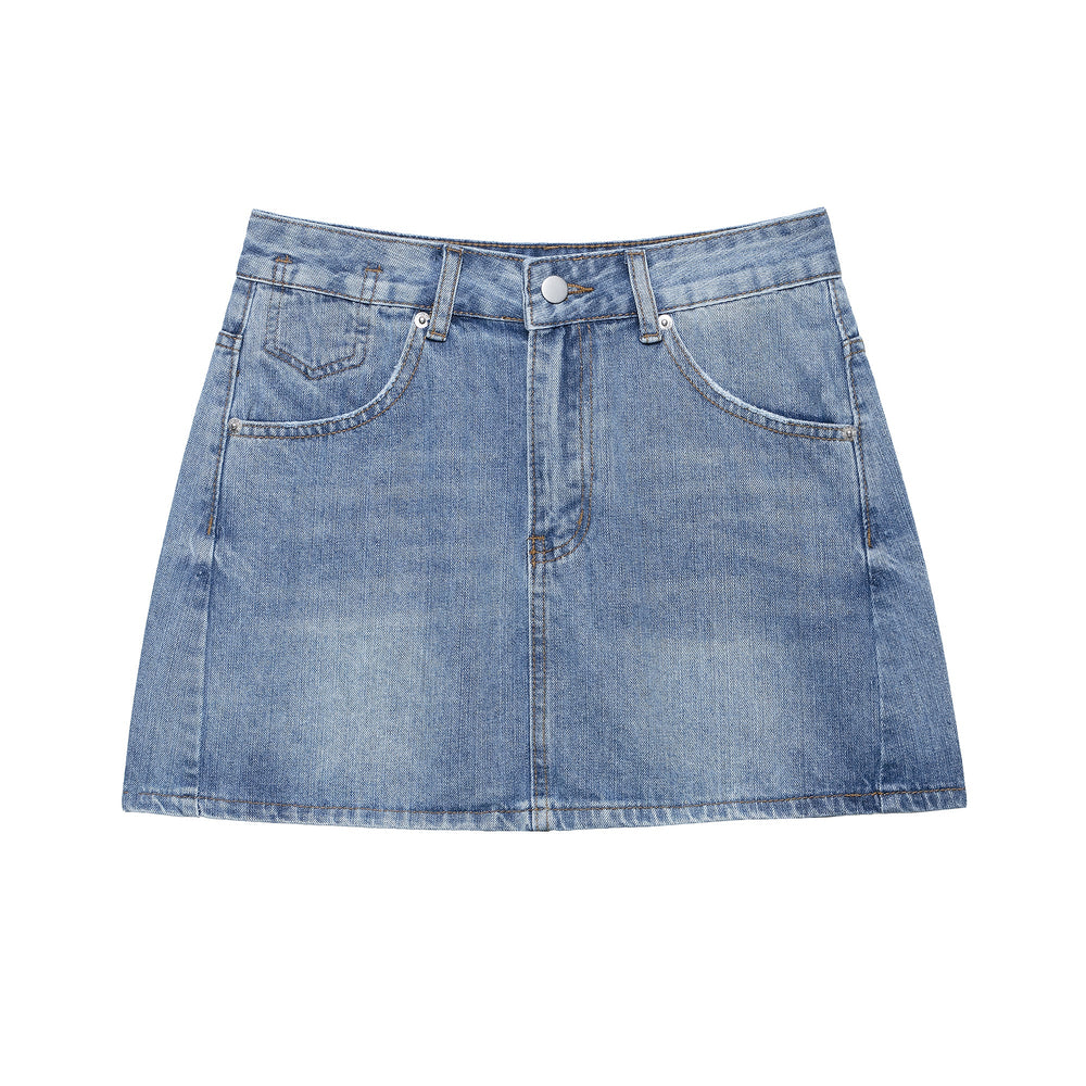 Women Clothing Women Loose A line High Waist Loose Denim Mini Skirt