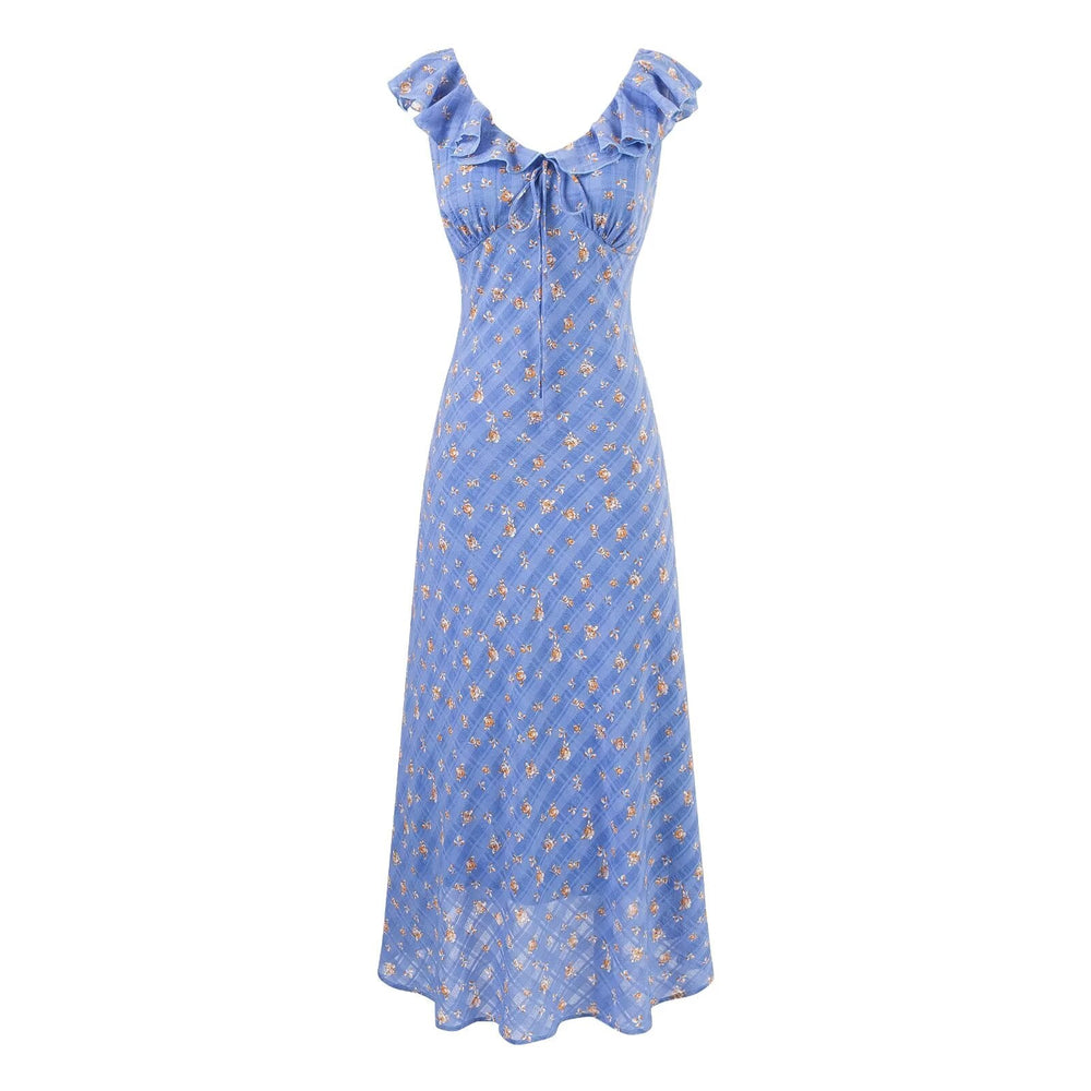 Summer Maiden Casual Printed Ruffled V neck Dress