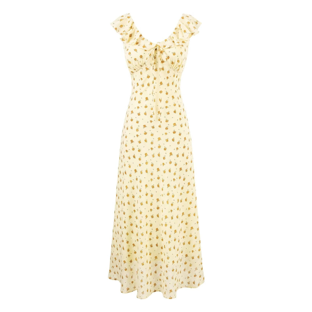 Summer Maiden Casual Printed Ruffled V neck Dress