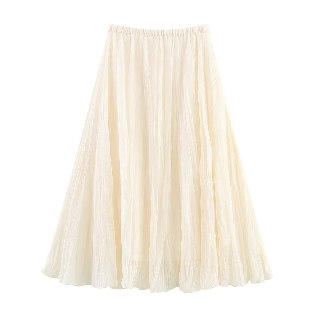 Summer Women Clothing Stylish Simple Candy Color Fold Effect Skirt