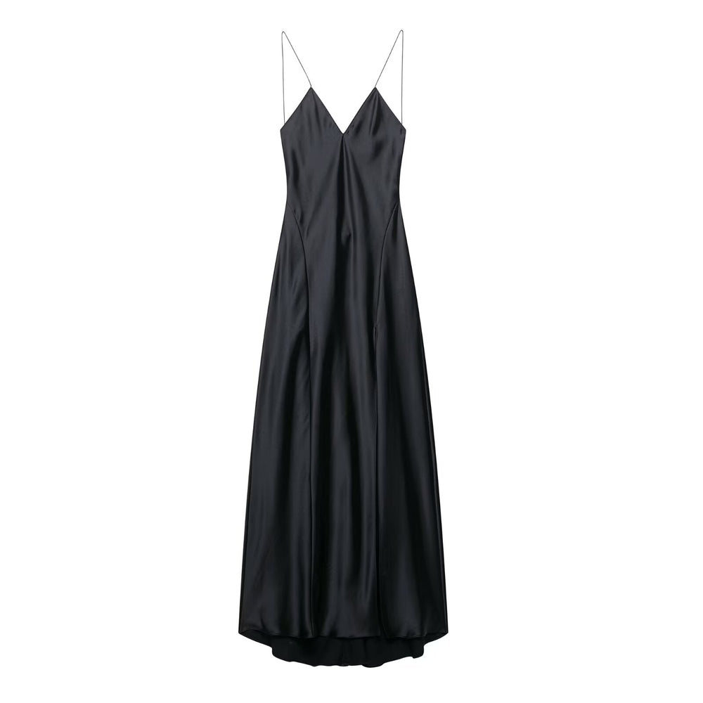 Women Clothing Summer Silk Satin Textured Underwear Strap Dress