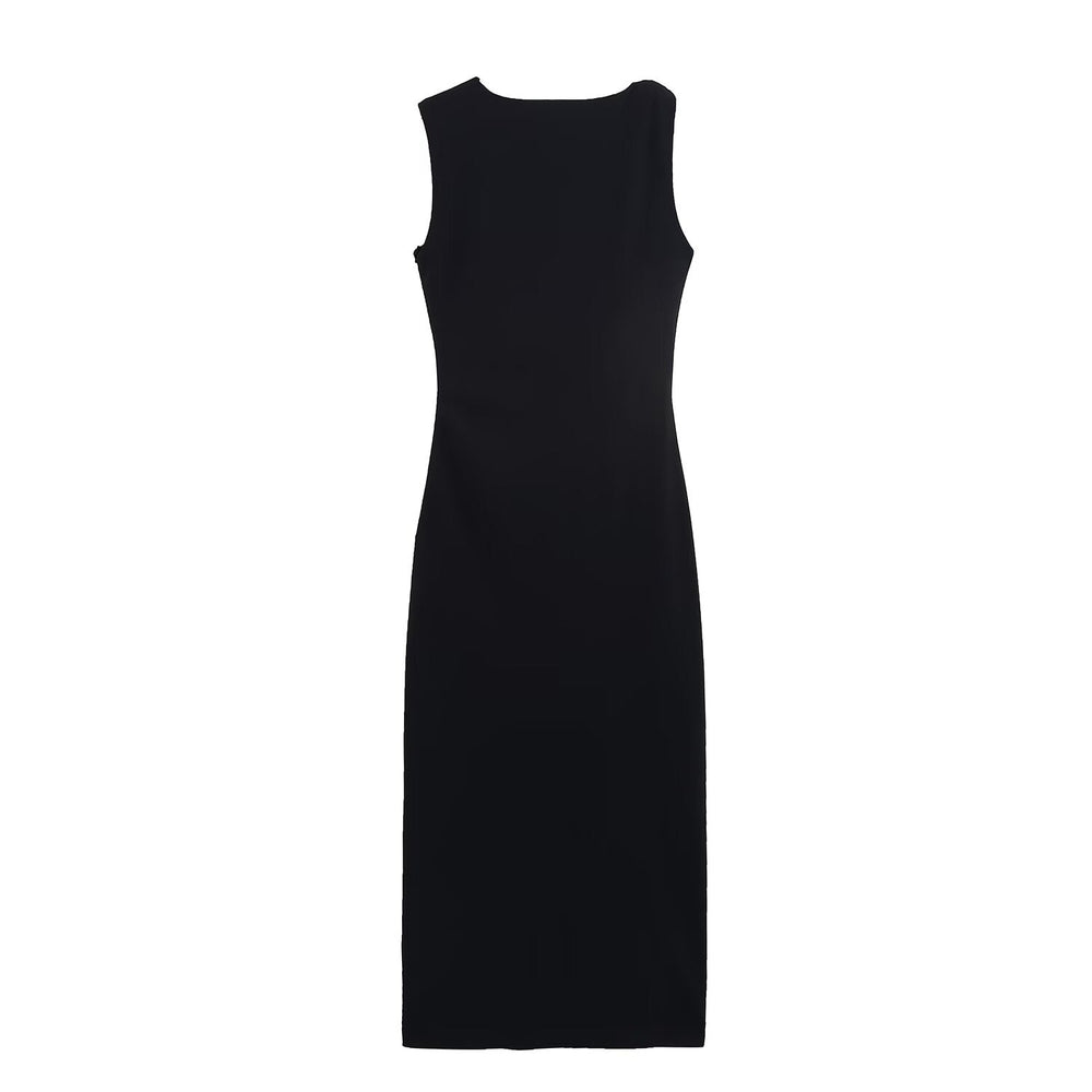 Women Clothing Design Metal Inlaid Slim Asymmetric Dress